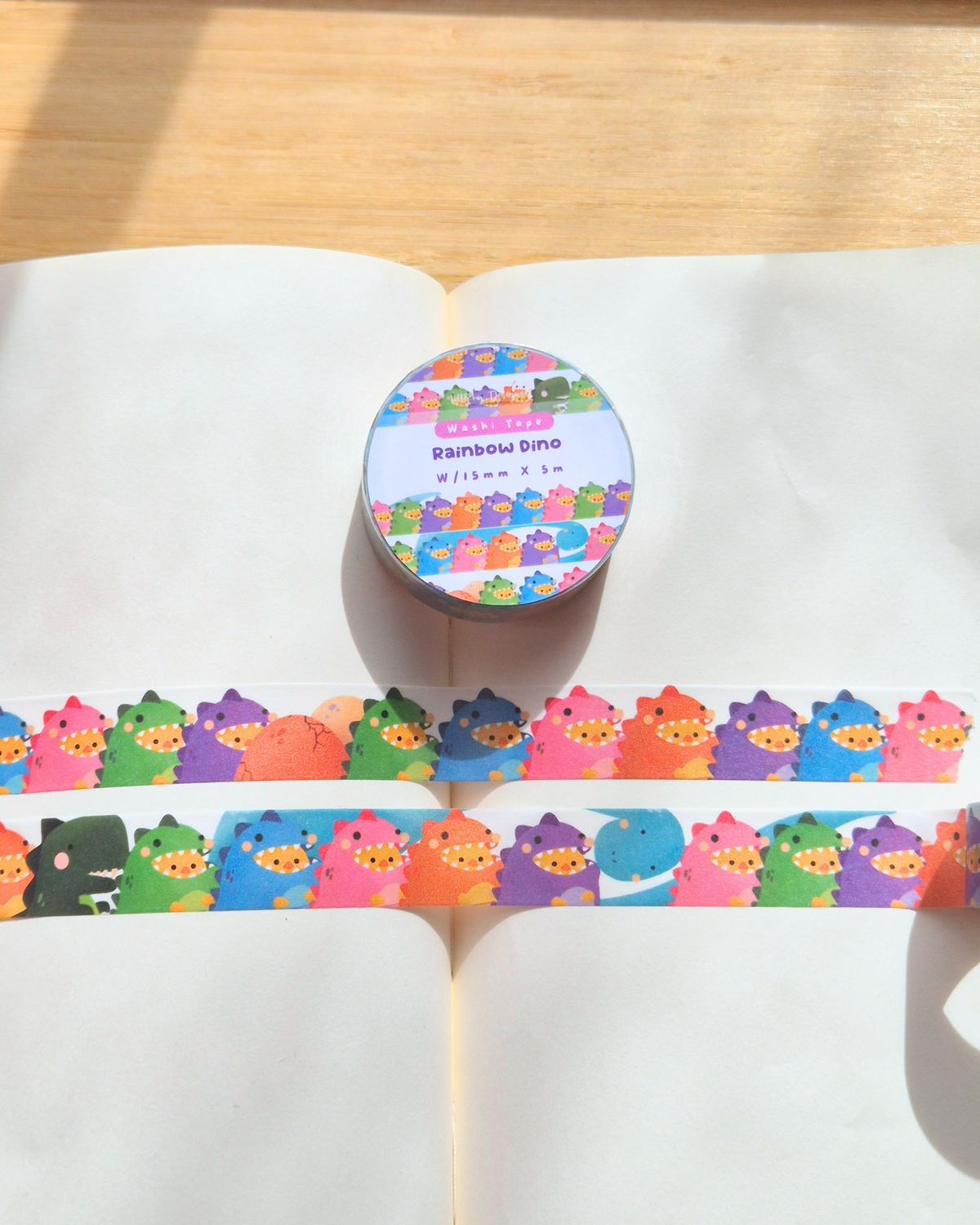 Rainbow Dino Washi Tape