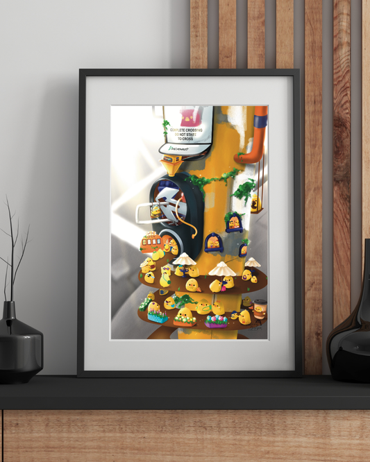 Pedestrian Button Cafe Art Print