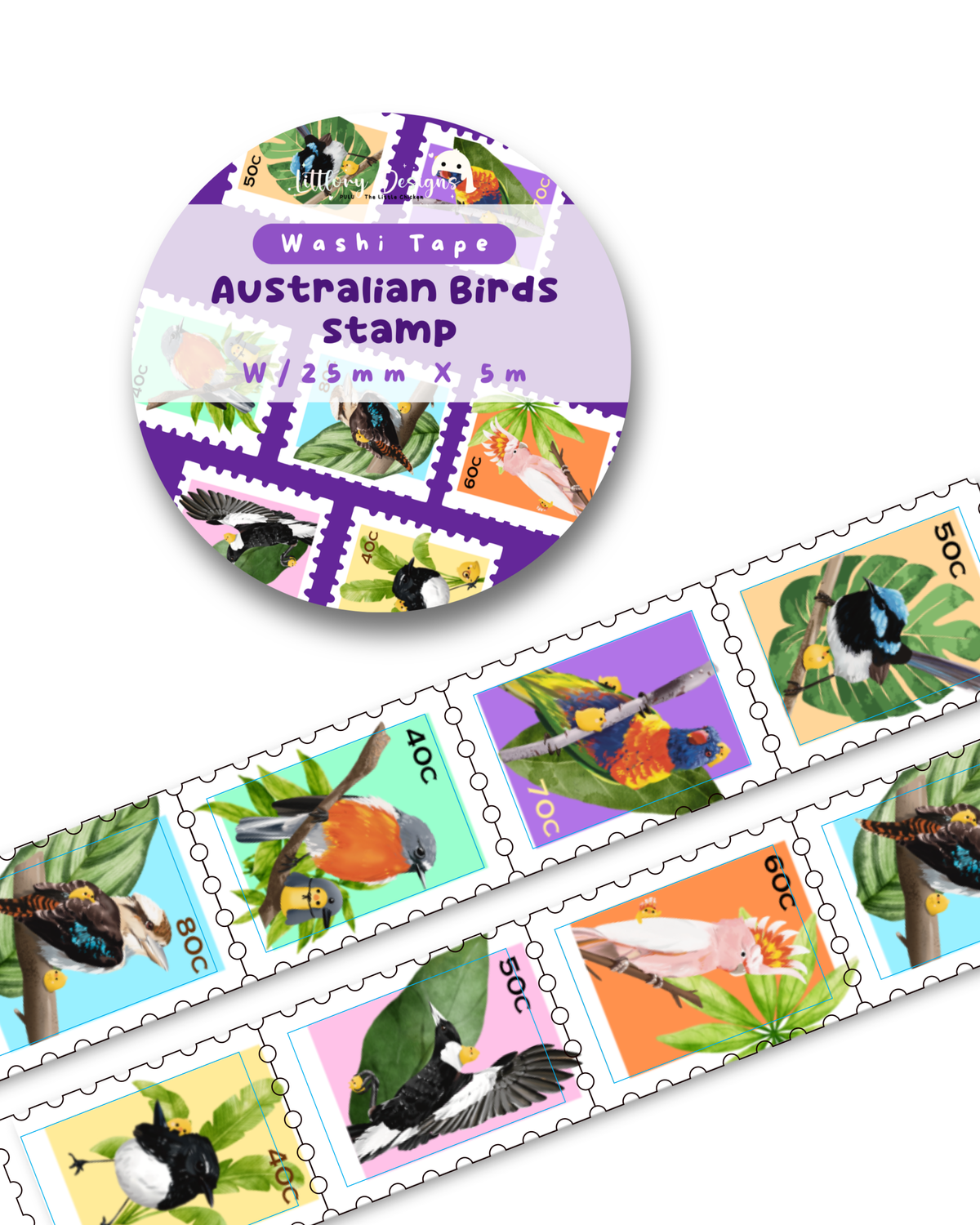 Australian Birds Stamp Washi Tape