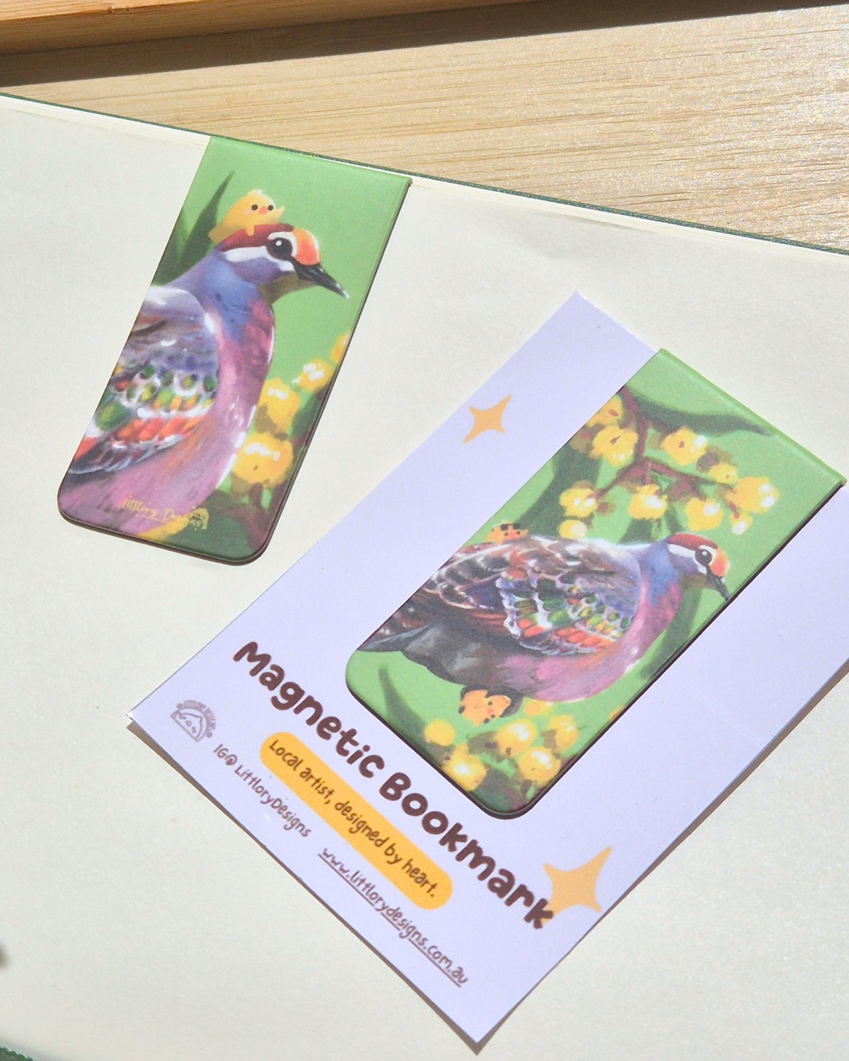 Bronzening Pigeon with Zig Zag Wattle Bookmark