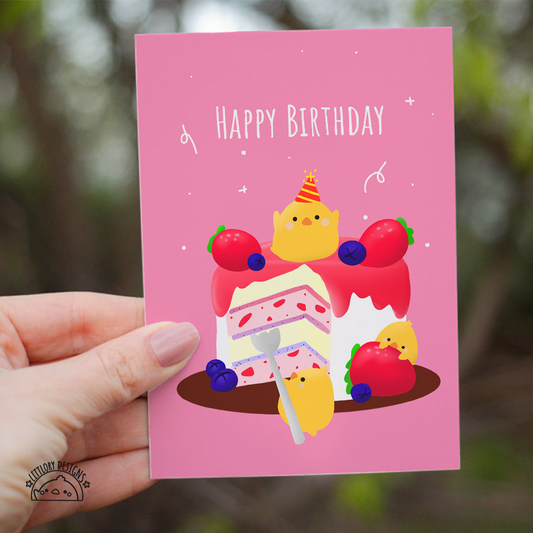 Happy Birthday Card (Mixed Berries Cake)