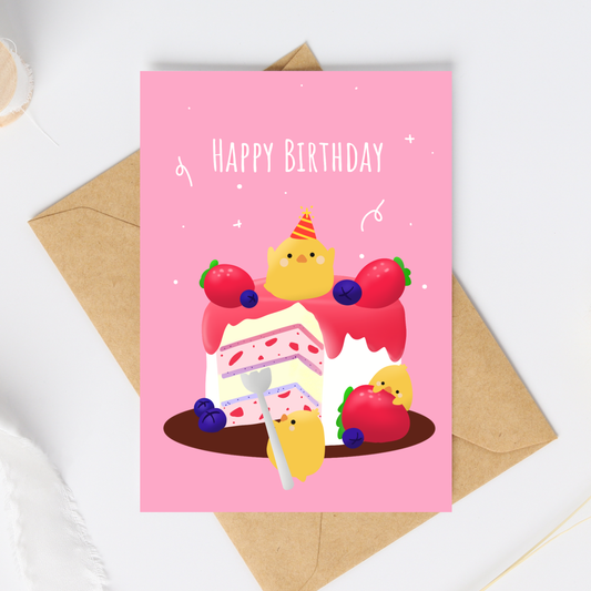 Happy Birthday Card (Mixed Berries Cake)