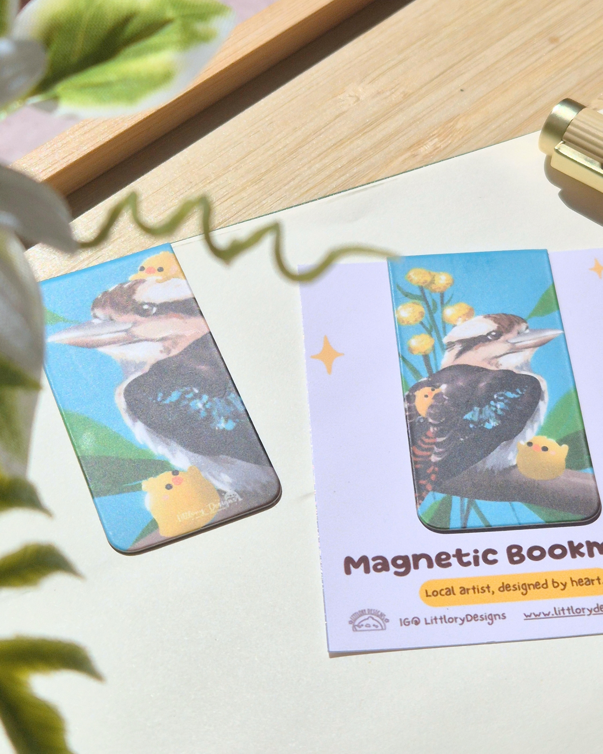 Kookaburra with Billy Buttons Bookmark