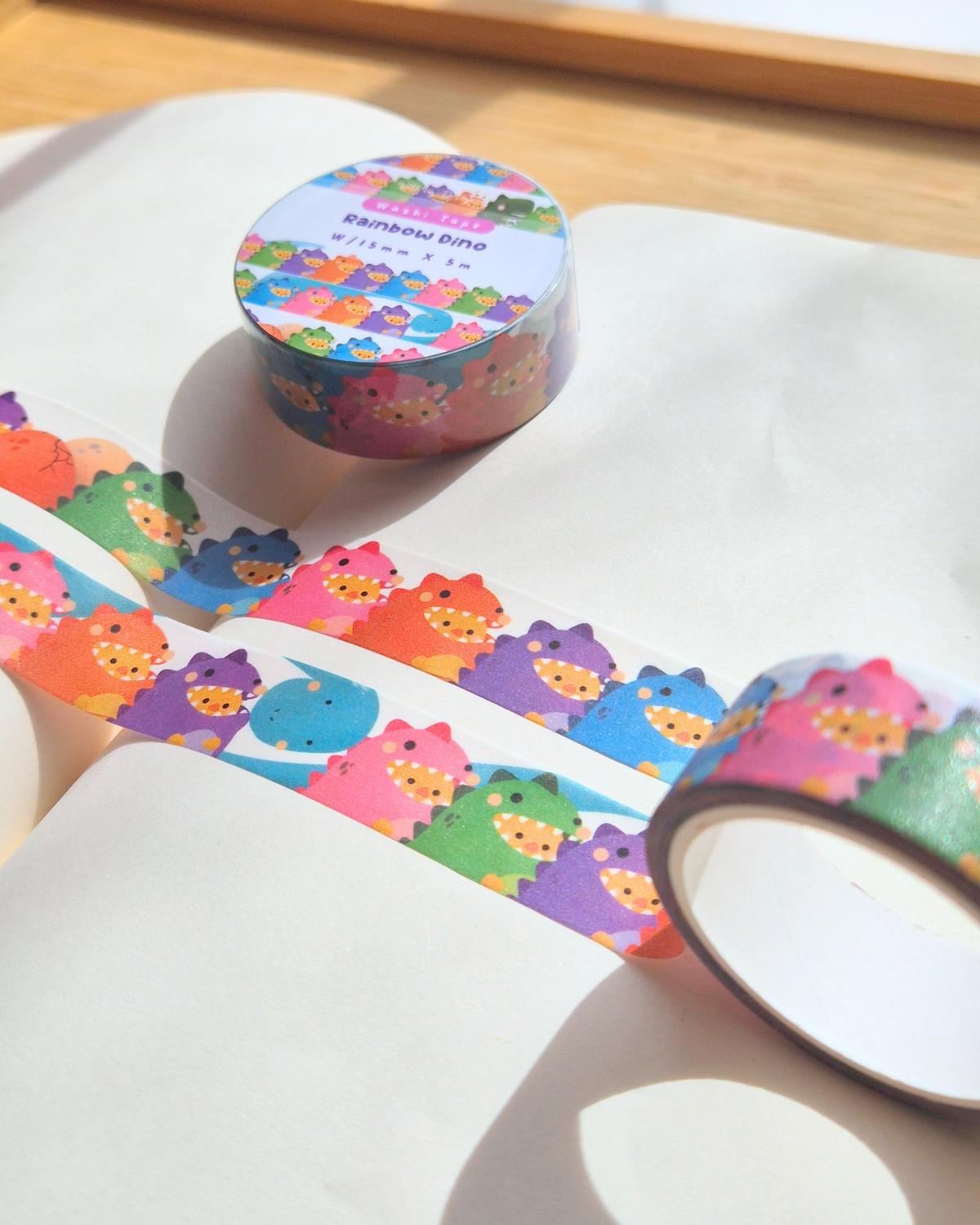 Rainbow Dino Washi Tape
