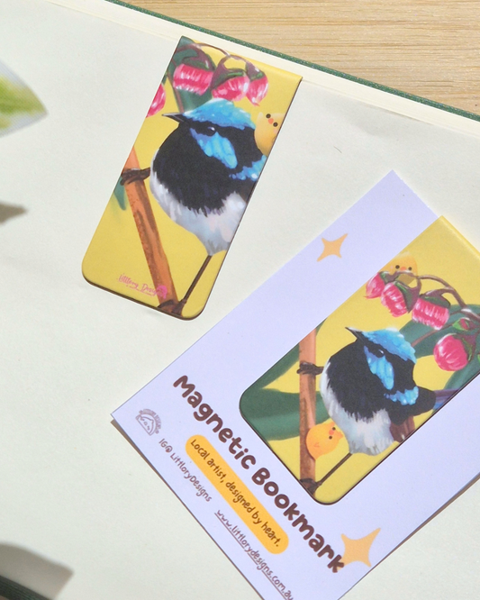 Superb Fairywren with Red Flowering Gum Bookmark